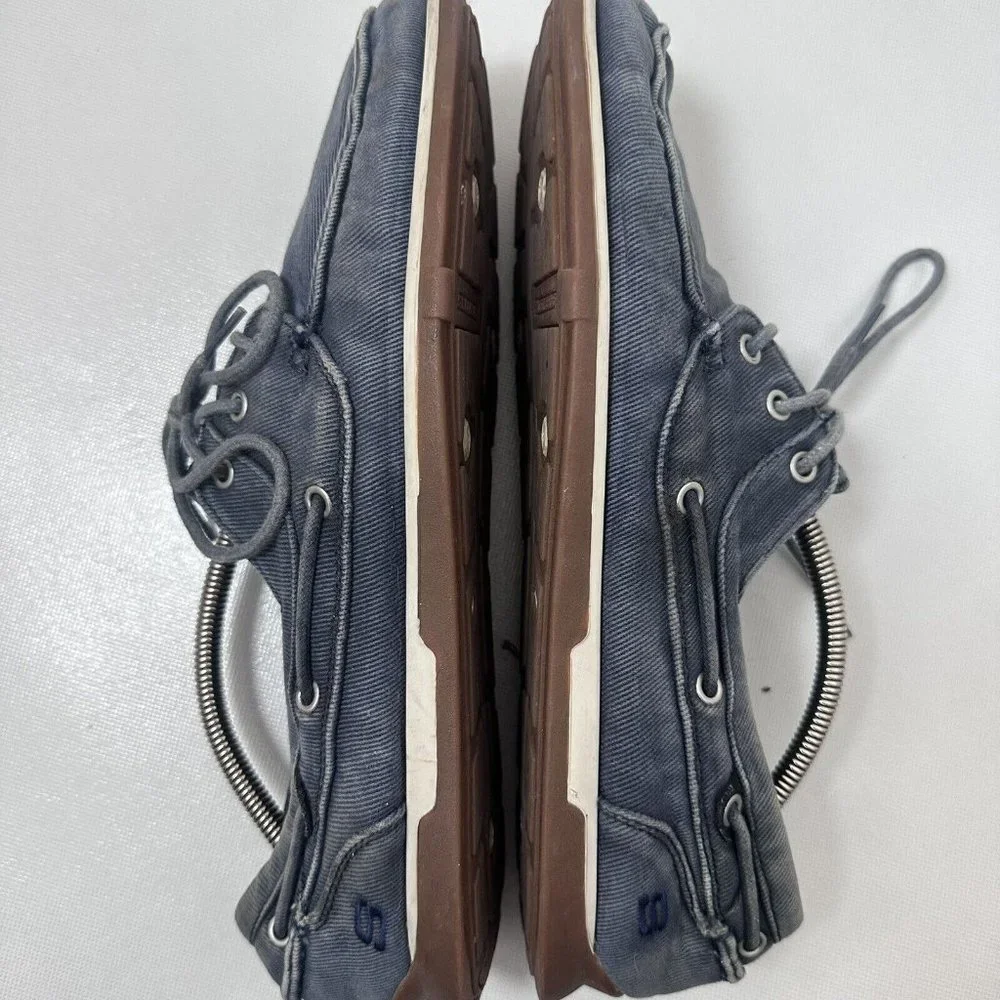 Skechers Shoes Mens 13 Relaxed Fit Eris Inaldo Boat Navy Comfort Canvas Denim
